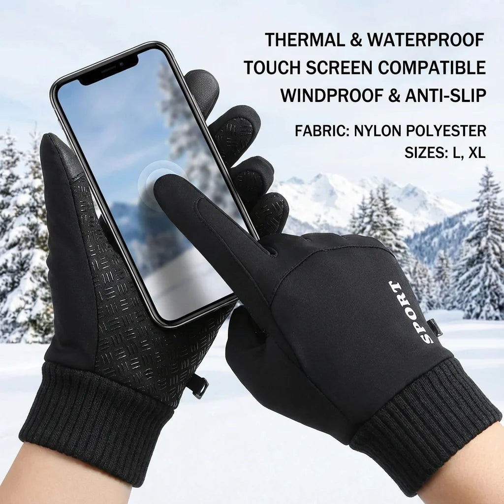 Waterproof Thermal Touch Screen Winter Gloves - Warm Sport Gloves for Men Women (Running Cycling Ski)