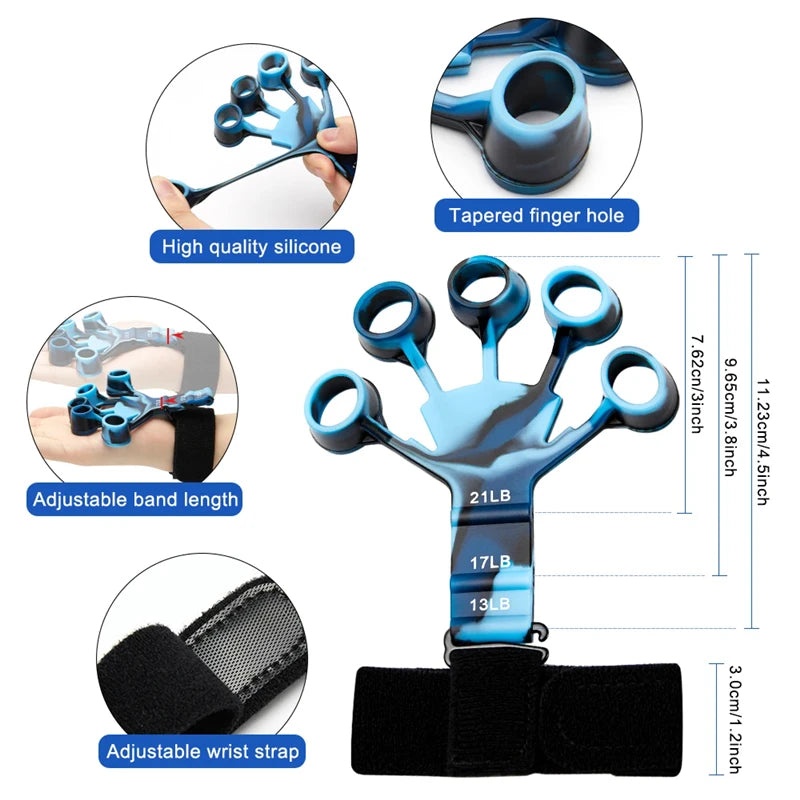 Finger Trainer Five Finger Rehabilitation Device Wrist Therapy Tool Silicone Grip Strength Enhancer Hand Grip Extender