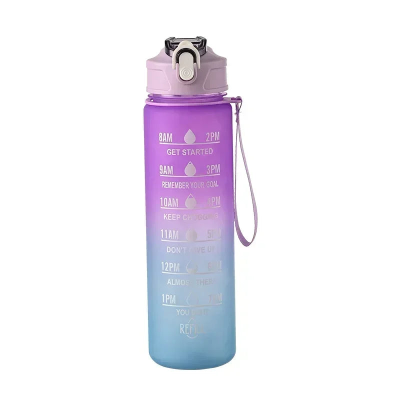 Sports Water Bottle with Time-Tracking Straw Leak Proof Locking Flip Cover for Easy Carry Ideal for Outdoor Adventures